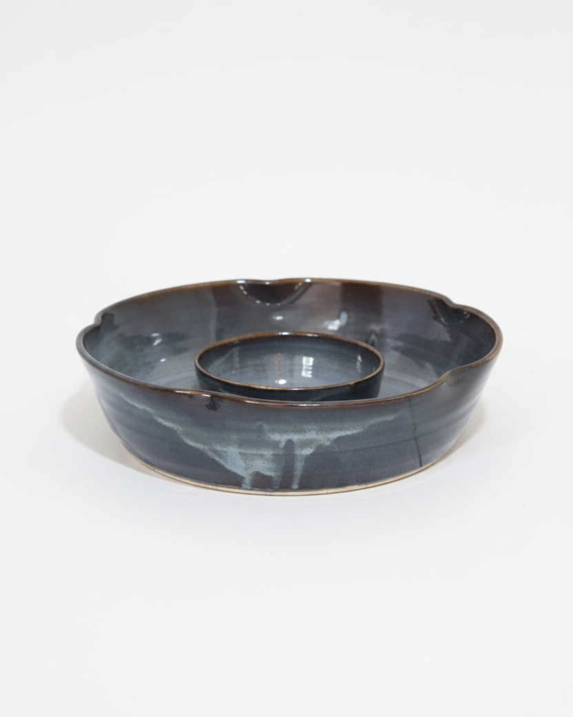 Flower Chip'N Dip Bowl Midnight Blue