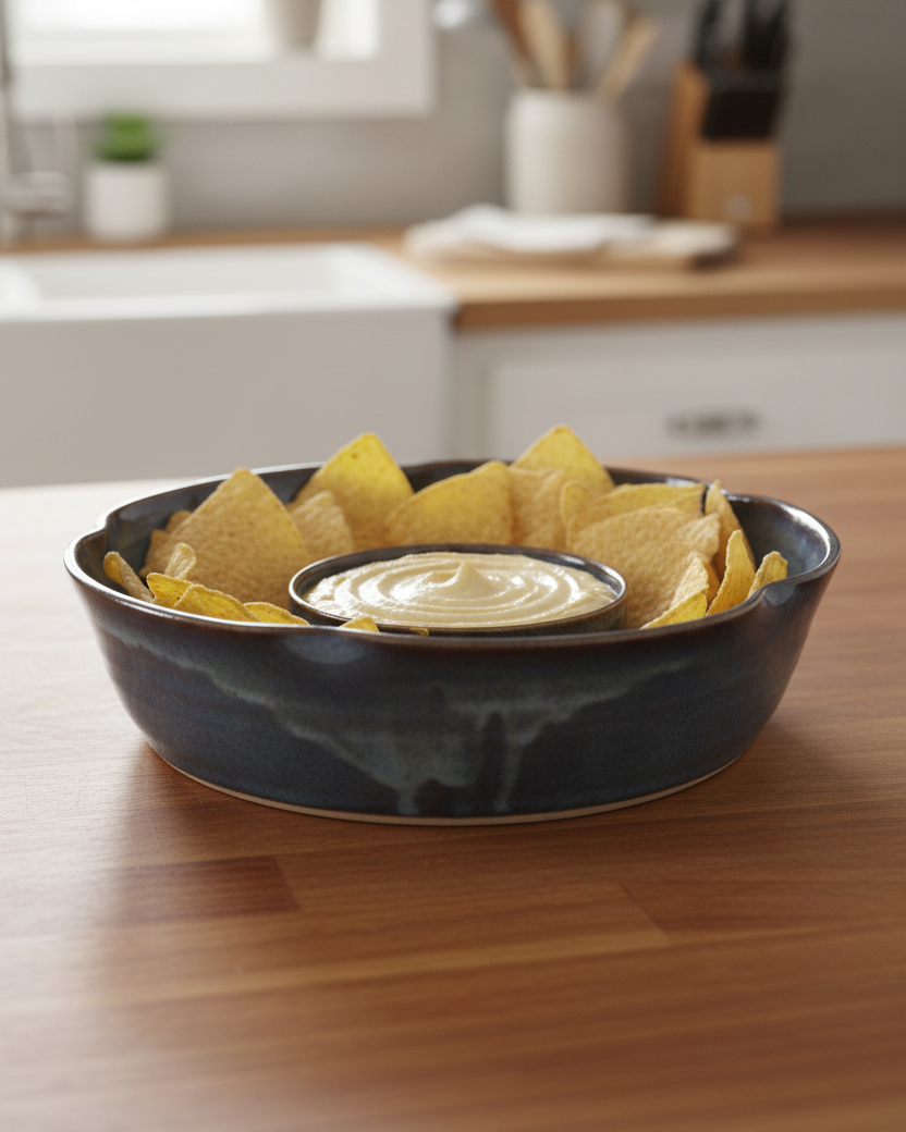 Flower Chip'N Dip Bowl Midnight Blue