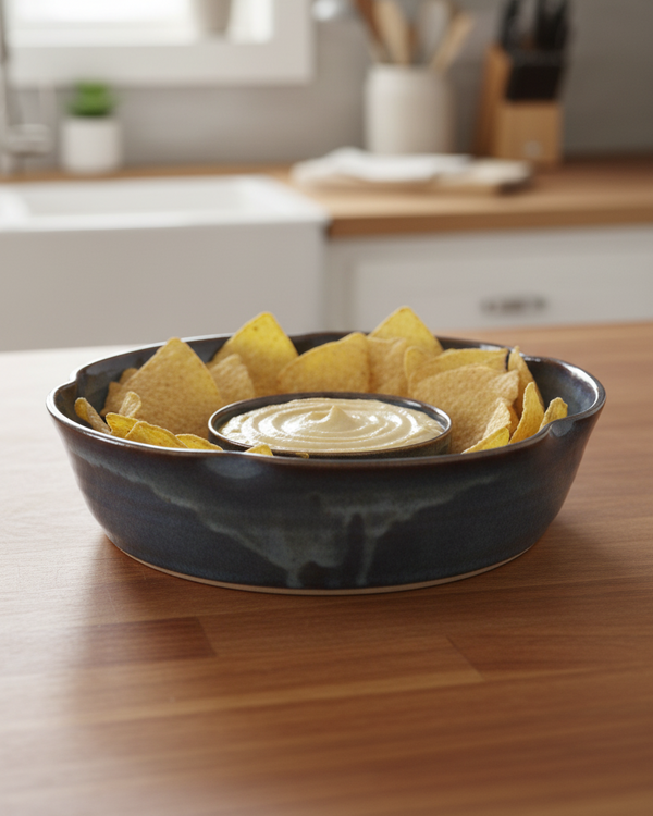 Flower Chip'N Dip Bowl Midnight Blue