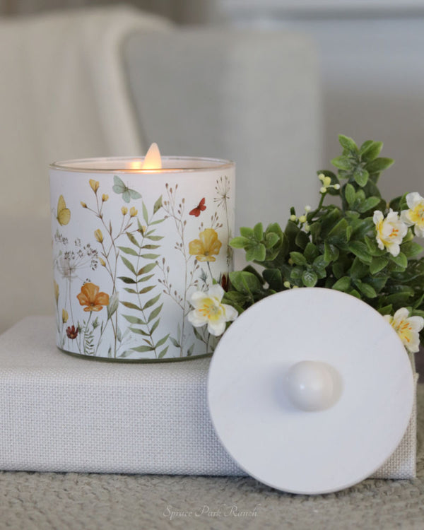 Wildflower Glass Jar With Wood Lid