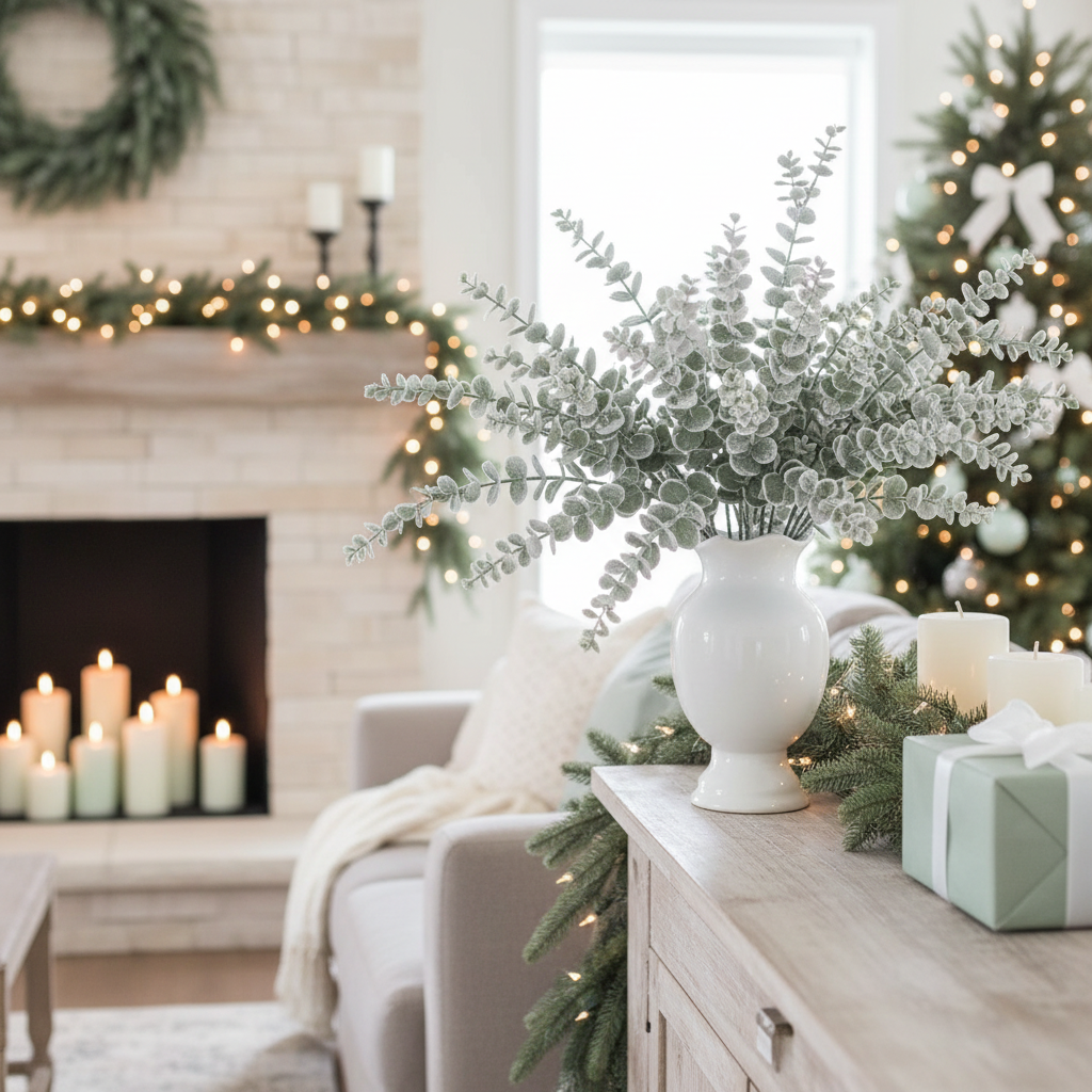 Snowy Frosted Eucalyptus Stem 31"