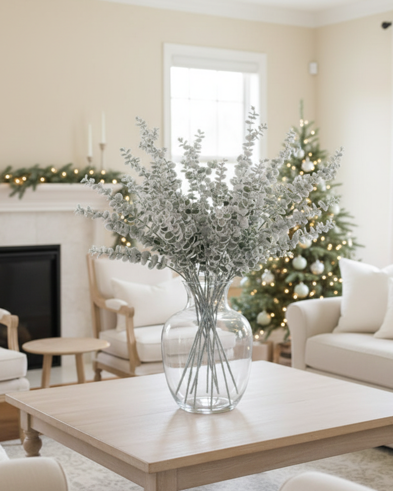 Snowy Frosted Eucalyptus Stem 31"