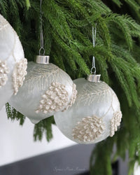 Frosted Glass Holiday Pinecone Ornament