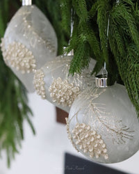 Frosted Glass Holiday Pinecone Ornament