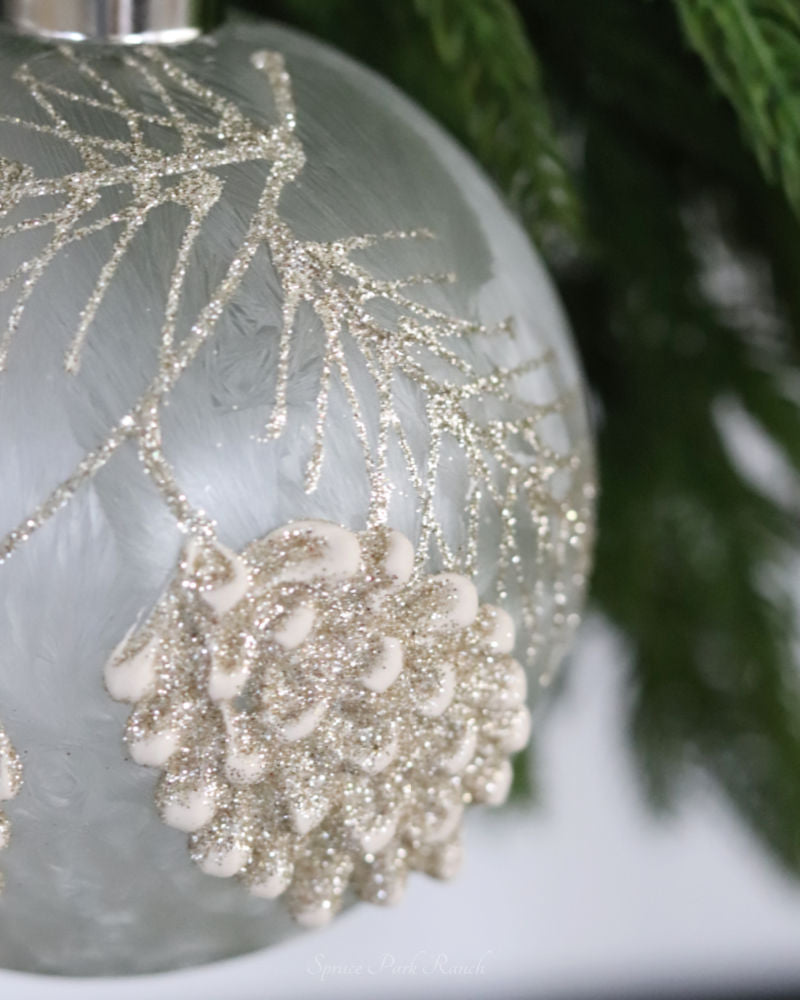 Frosted Glass Holiday Pinecone Ornament