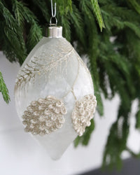 Frosted Glass Holiday Pinecone Ornament