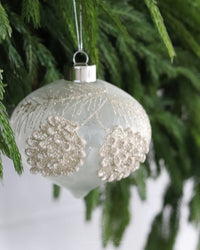 Frosted Glass Holiday Pinecone Ornament