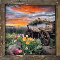 Rustic Bloom Wagon Canvas Print