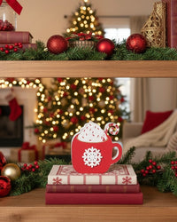 Chunky Wood Christmas Mug Sitter Red