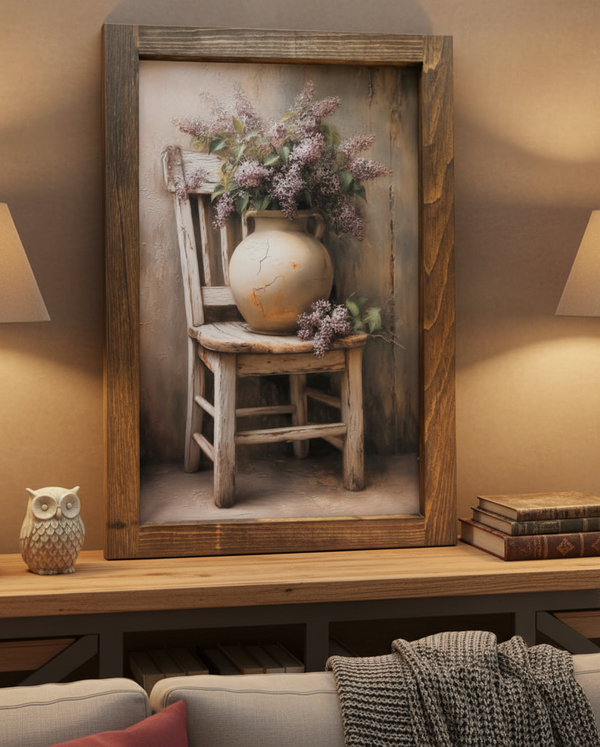 Worn Wood and Wild Lilac Canvas Print