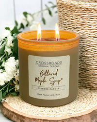 Crossroads Buttered Maple Syrup Coloured Glass Jar Candle 14oz