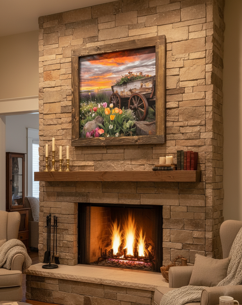 Rustic Bloom Wagon Canvas Print