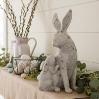 Distressed Mama and Baby Standing Bunnies