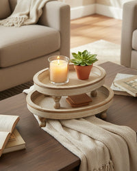 Distressed Natural Wood Tray With Feet