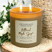 Crossroads Buttered Maple Syrup Coloured Glass Jar Candle 14oz