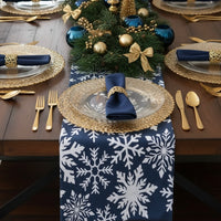 Blue Snowflake Table Runner 56"L