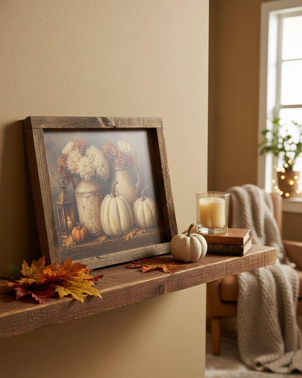 Lantern and White Pumpkins Canvas Print Exclusive