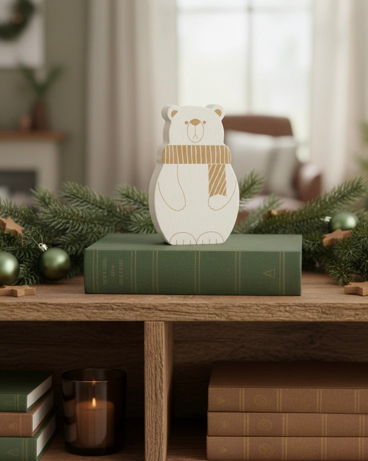 Chunky Wood Polar Bear Sitter