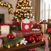 Chunky Wood Christmas Mug Sitter Red