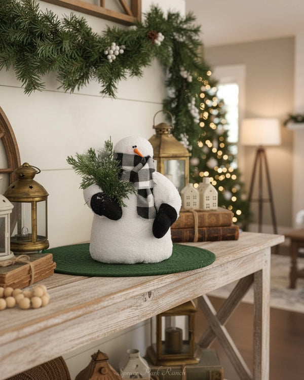 Chubby Snowman With Greenery