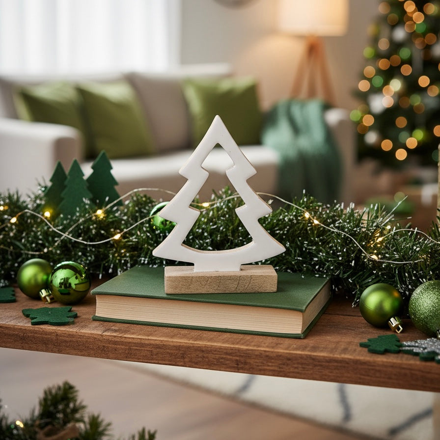 White Enamel Tree Cutout