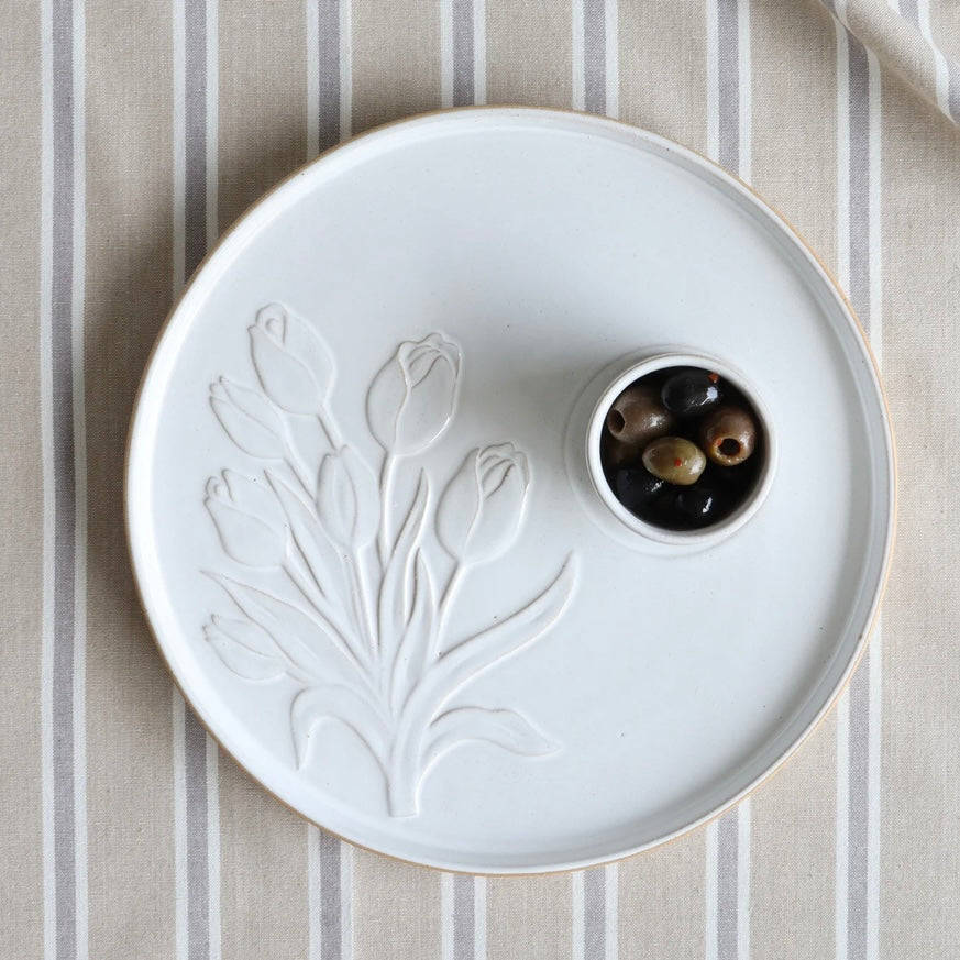 Floral Serve and Dip Platter Set of 2