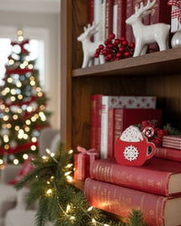 Chunky Wood Christmas Mug Sitter Red