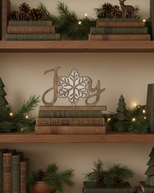 Brown and White Resin Joy Cutout