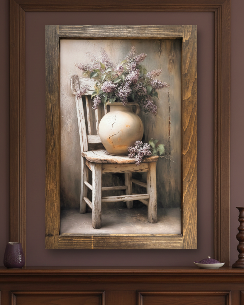 Worn Wood and Wild Lilac Canvas Print