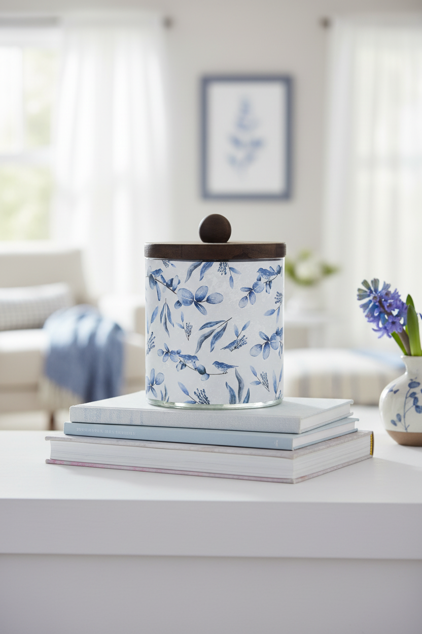 Bluebird Glass Jar With Wood Lid