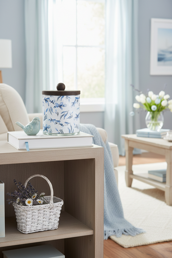 Bluebird Glass Jar With Wood Lid