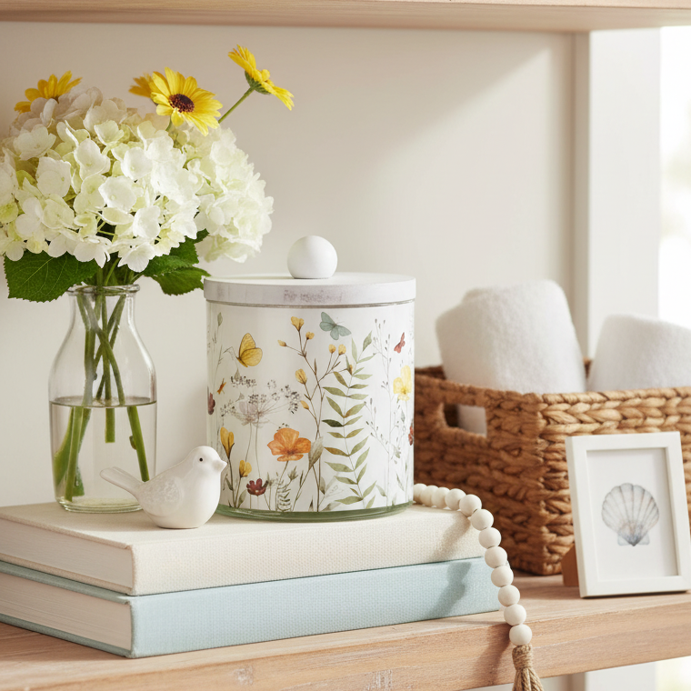 Wildflower Glass Jar With Wood Lid