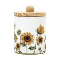 Sunflower Glass Jar With Wood Lid