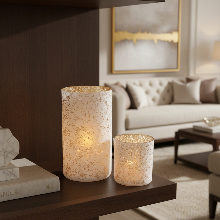 Golden Bloom Mercury Candle Holder