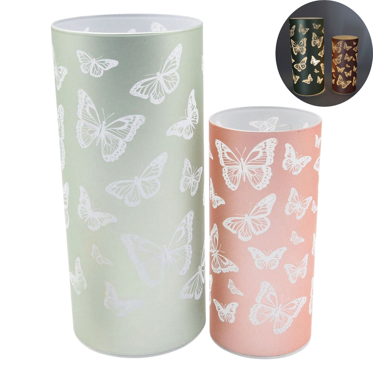 Butterfly Glass LED Cylinder