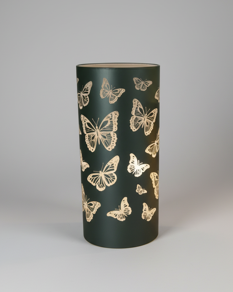 Butterfly Glass LED Cylinder