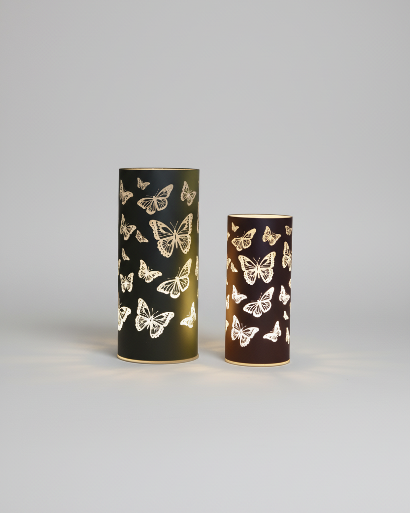 Butterfly Glass LED Cylinder
