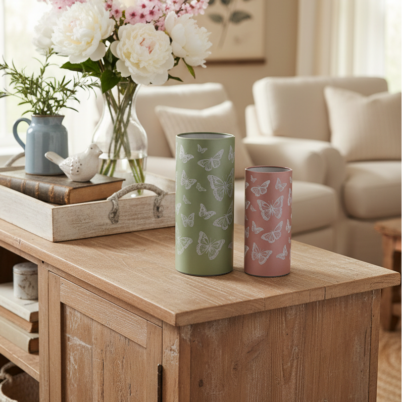 Butterfly Glass LED Cylinder