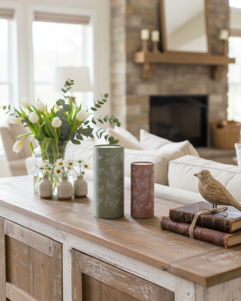 Butterfly Glass LED Cylinder