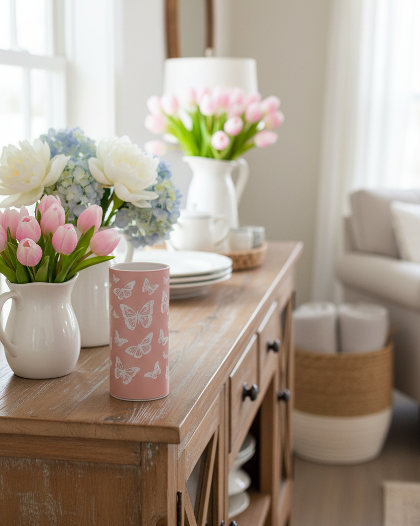 Butterfly Glass LED Cylinder