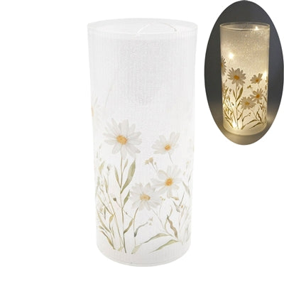 Daisy Blossom Glass LED Cylinder
