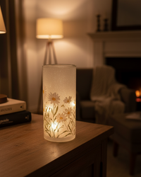 Daisy Blossom Glass LED Cylinder