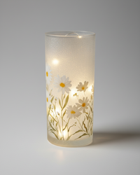 Daisy Blossom Glass LED Cylinder