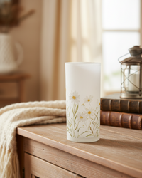 Daisy Blossom Glass LED Cylinder