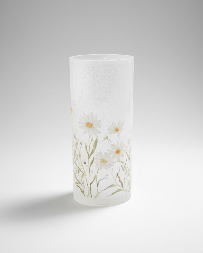 Daisy Blossom Glass LED Cylinder