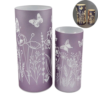 Violet Meadow Glass LED Cylinder