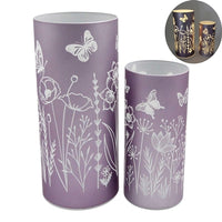Violet Meadow Glass LED Cylinder