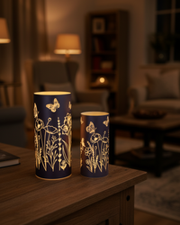 Violet Meadow Glass LED Cylinder