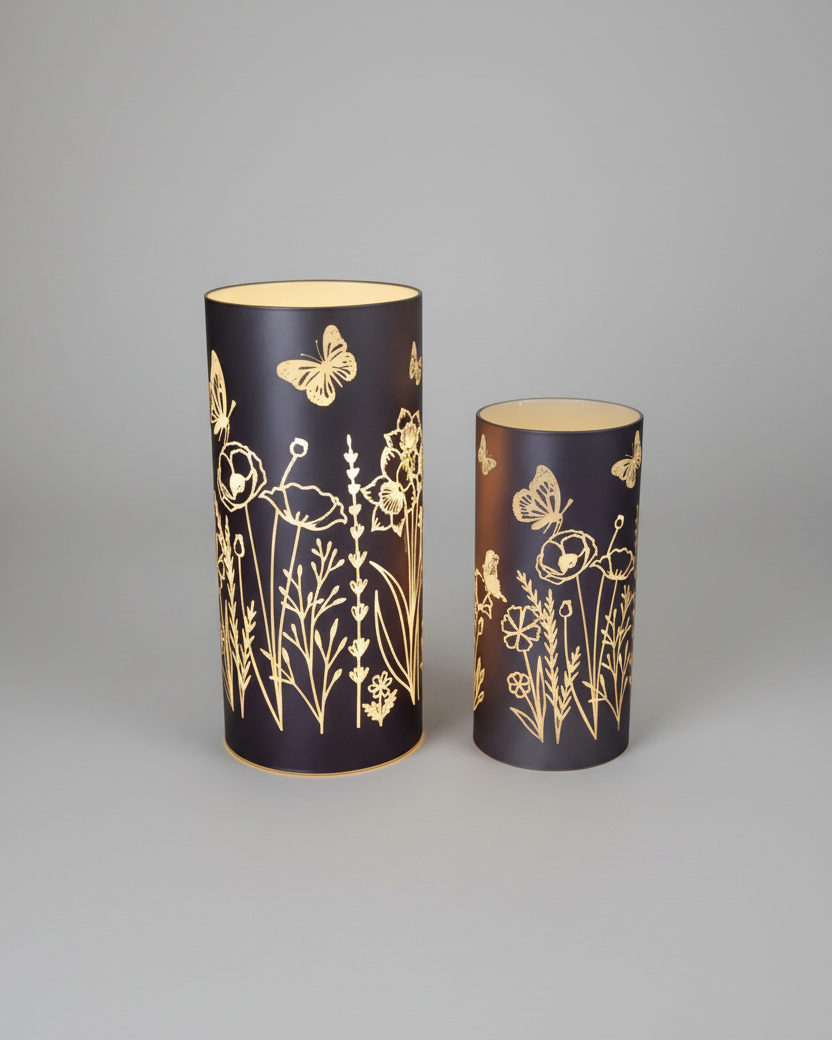 Violet Meadow Glass LED Cylinder