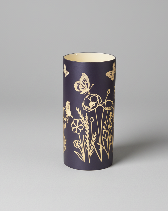 Violet Meadow Glass LED Cylinder